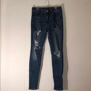American Eagle Hi-Rise Medium Wash Ripped Jeans